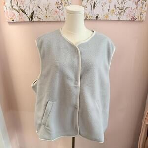 H&M Grey Sherpa Fleece Snap Front Vest XL Cozy Layering